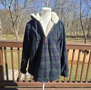 Plaid Sherpa-Lined Zip Up Jacket
